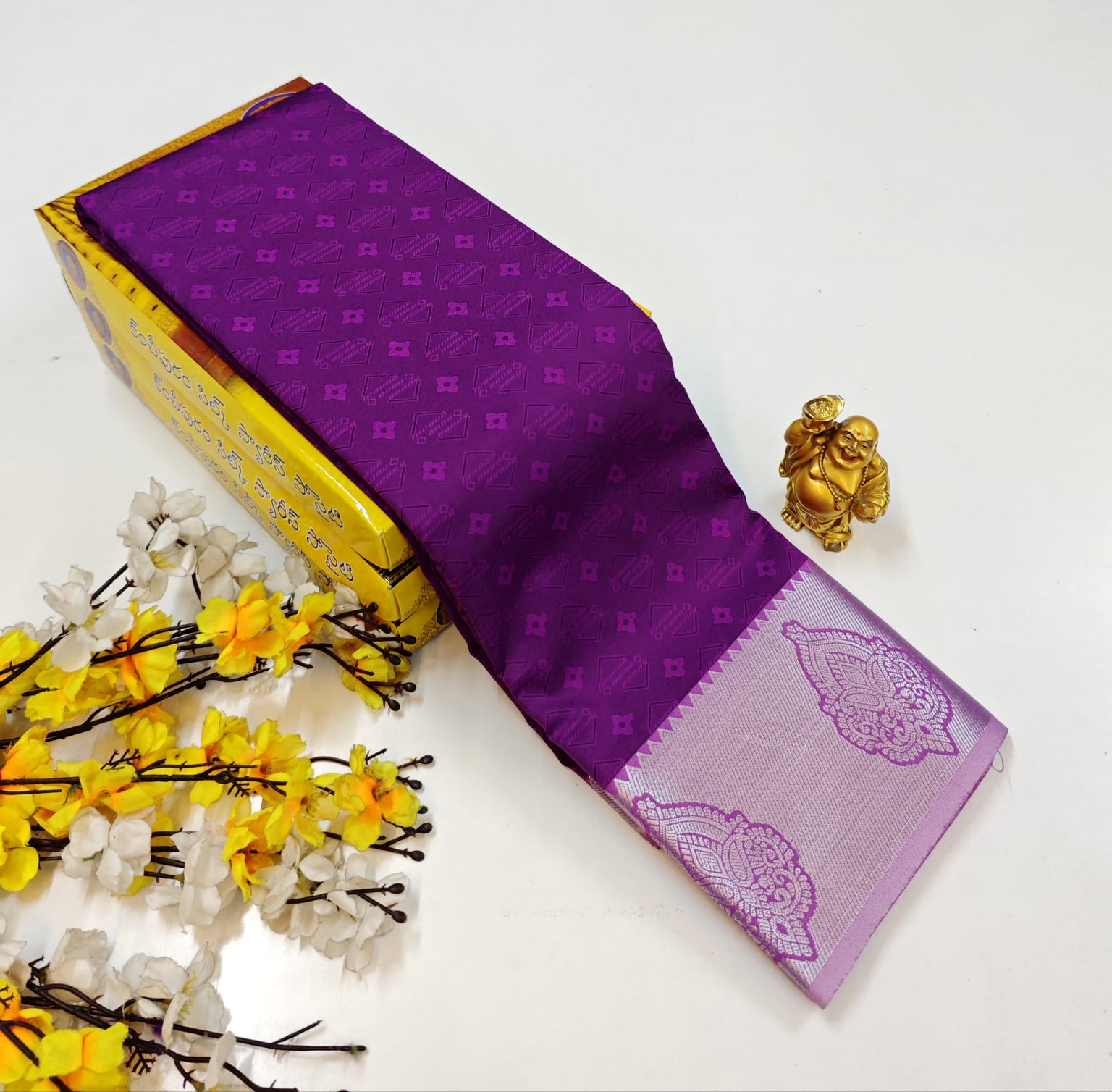 Royal Purple Bridal Soft Silk Saree with Elegant Traditional Weaving